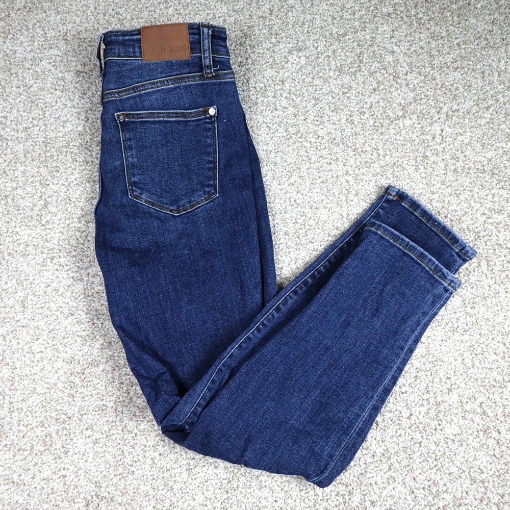 Judy Blue Slim Fit Distressed High Rise Jeans Dark Wash Size 7/28 JB82607MD-CO